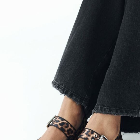 ZARA FABRIC ANIMAL PRINT BALLET FLATS with BUCKLE Rounded Toe Size 40 - Picture 11 of 12
